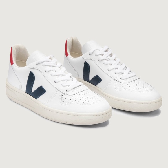 Veja Shoes - VEJA V-10 LEATHER WHITE NAUTICO PEKIN Size 8